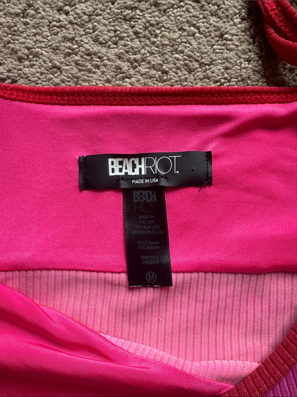 Beach Riot Pink & Red Ribbed Two-Piece Bikini - Picture 6 of 6